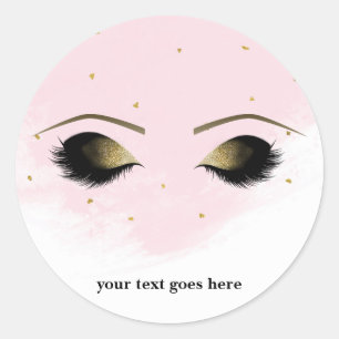 Sticker Rond Faveur de Cils de Maquillage Doré Glamour Rose Rou