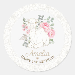 Sticker Rond Faveur de désert bohème pour 1er anniversaire neut