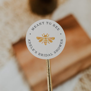 Sticker Rond Faveur de douche de mariée "Meant to Bee" Golden B