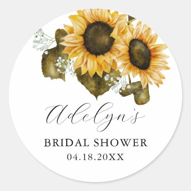 Sticker Rond Faveur de douche nuptiale florale jaune rustique   (Devant)