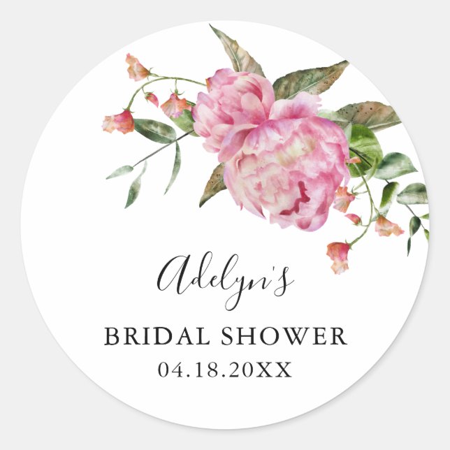 Sticker Rond Faveur de douche nuptiale florale rose rustique   (Devant)