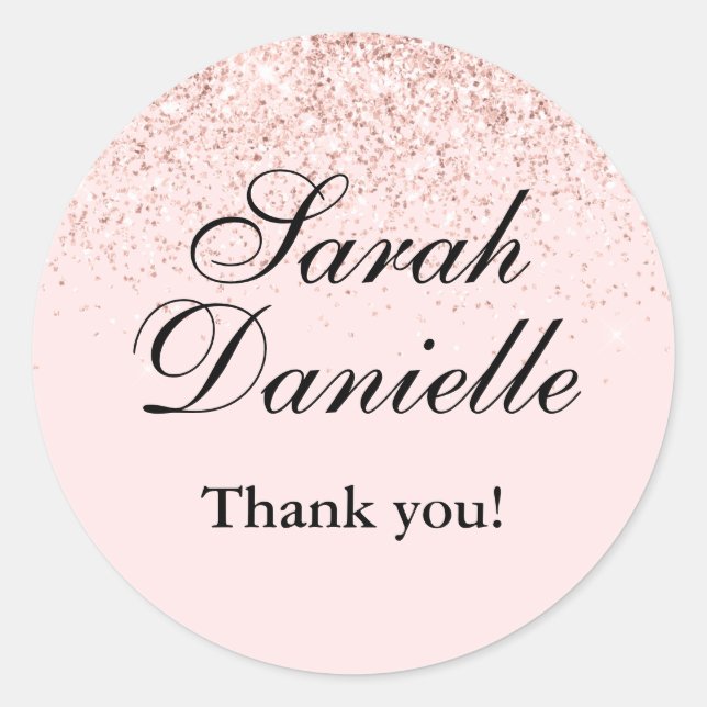Sticker Rond Faveur de fête classique Confetti Pailleté Rose Bl (Devant)