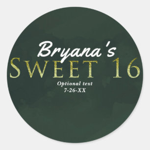 Sticker Rond Faveur de fête d'anniversaire chic élégante verte 