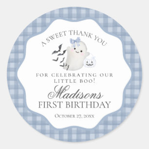 Sticker Rond Faveur de fête d'anniversaire de fantôme pastel bl