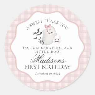 Sticker Rond Faveur de fête d'anniversaire de fantôme pastel ro