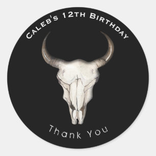 Sticker Rond Faveur de fête d'anniversaire de taureau vache boh