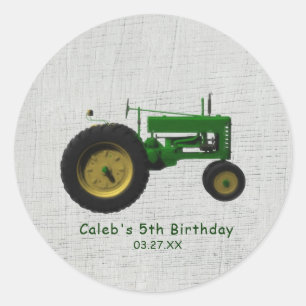 Sticker Rond Faveur de fête d'anniversaire de tracteur de basse