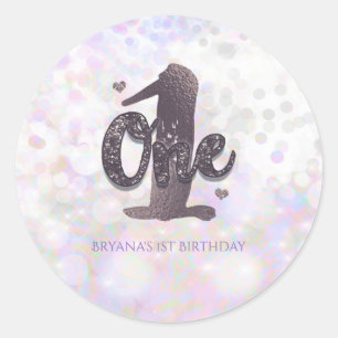 Sticker Rond Faveur de fête d'anniversaire Iridescent Sparkle O
