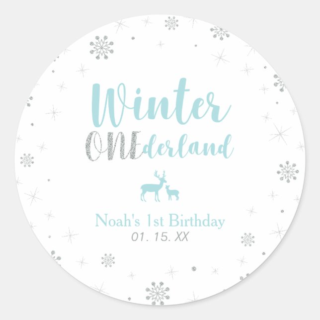 Sticker Rond Faveur de fête d'anniversaire Mint Winter Onderlan (Devant)