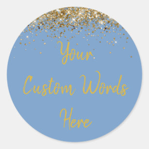 Sticker Rond Faveur de fête d'anniversaire personnalisée bleu p