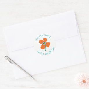 Sticker Rond Faveur de fête d'anniversaire pour fille Orange am