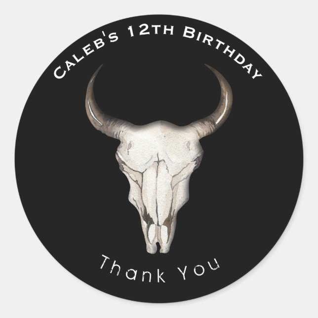 Sticker Rond Faveur de fête d'anniversaire rustique boho bohémi (Devant)