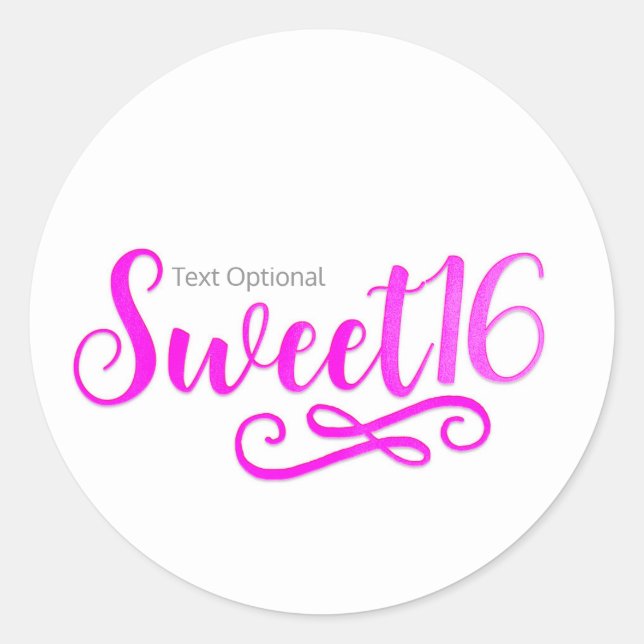Sticker Rond Faveur de fête d'anniversaire Sweet 16 rose chaud  (Devant)