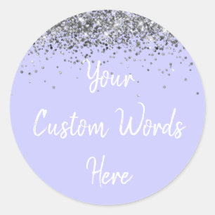 Sticker Rond Faveur de fête d'anniversaire Violet et Argent