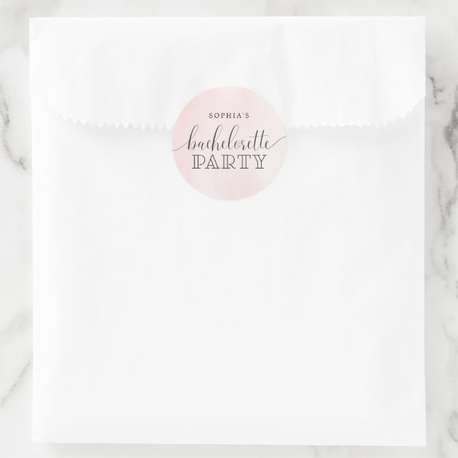 Sticker Rond Faveur de fête de Bachelorette rose (Sac)