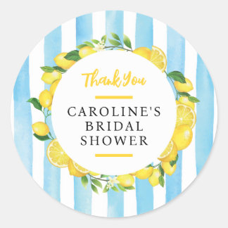 Sticker Rond Faveur de Fête de Mariage Été Citron Main Squeeze