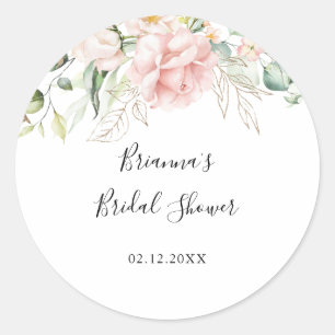 Sticker Rond Faveur de Fête de Mariage Florale à Feuillage Vert