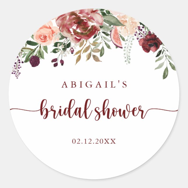Sticker Rond Faveur de Fête de Mariage Florale d'Été Rustique  (Devant)