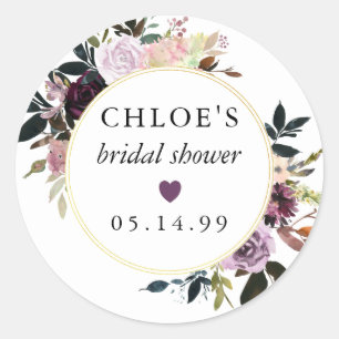 Sticker Rond Faveur de Fête de Mariage Florale Rose Rose Clair 