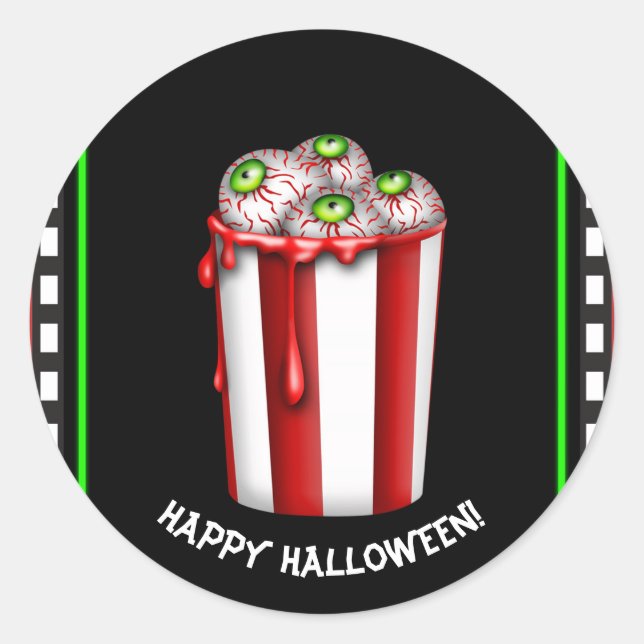 Sticker Rond Faveur de fête de nuit effrayante d'Halloween boul (Devant)