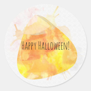 Sticker Rond Faveur de fête d'Halloween en bonbons en aquarelle
