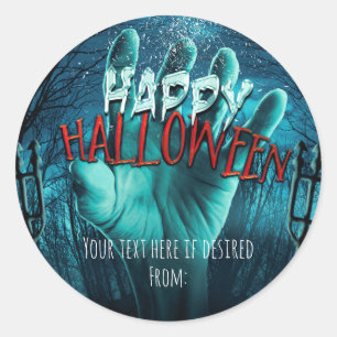 Sticker Rond Faveur de fête d'Halloween zombie joyeux