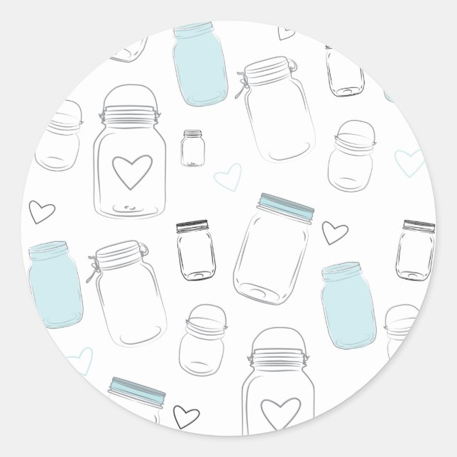 Sticker Rond Faveur de fête en pots Mason de campagne rustique (Devant)