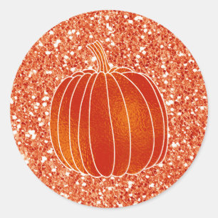 Sticker Rond Faveur de fête pailletée de citrouille d'automne o