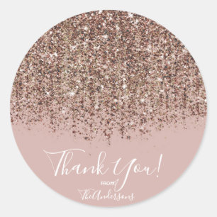 Sticker Rond Faveur de fête Paillettes Bronze Or Taupe Rose