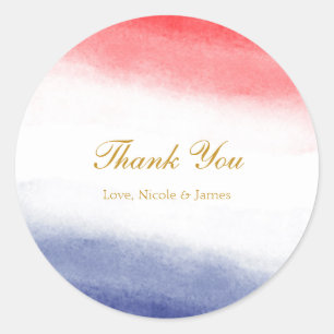 Sticker Rond Faveur de fête patriotique aquarelle rouge blanc e