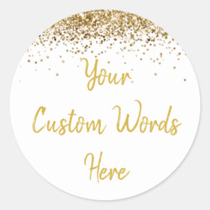 Sticker Rond Faveur de fête personnalisée Anniversaire Blanc Or
