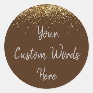 Sticker Rond Faveur de fête personnalisée Anniversaire Marron O
