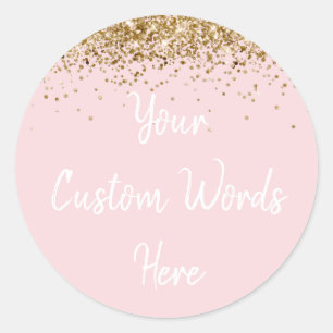 Sticker Rond Faveur de fête personnalisée Anniversaire Rose Pâl