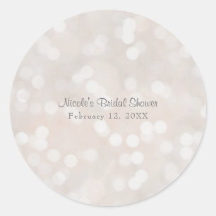 Sticker Rond Faveur de fête personnalisée Bokeh blanc Moderne G