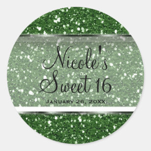 Sticker Rond Faveur de fête personnalisée Glamour Paillettes Ve