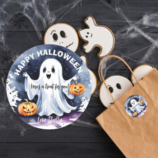 Sticker Rond Faveur de fête personnalisée Halloween fantôme mig