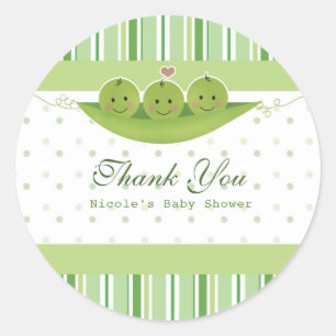 Sticker Rond Faveur de fête pour bébé triplés 3 Pois dans une c