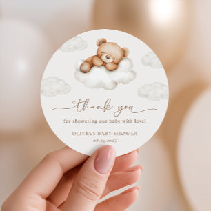 Sticker Rond Faveur de fête prénatale Ourson Neutre On Cloud Ni