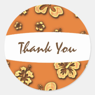 Sticker Rond Faveur de fête tropicale de fleur d'hibiscus rétro
