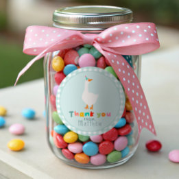Sticker Rond Faveur de Gingham Anniversaire Ferme Bleue Garçon