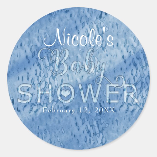 Sticker Rond Faveur de gouttes de pluie abstraites bleues pour  (Devant)