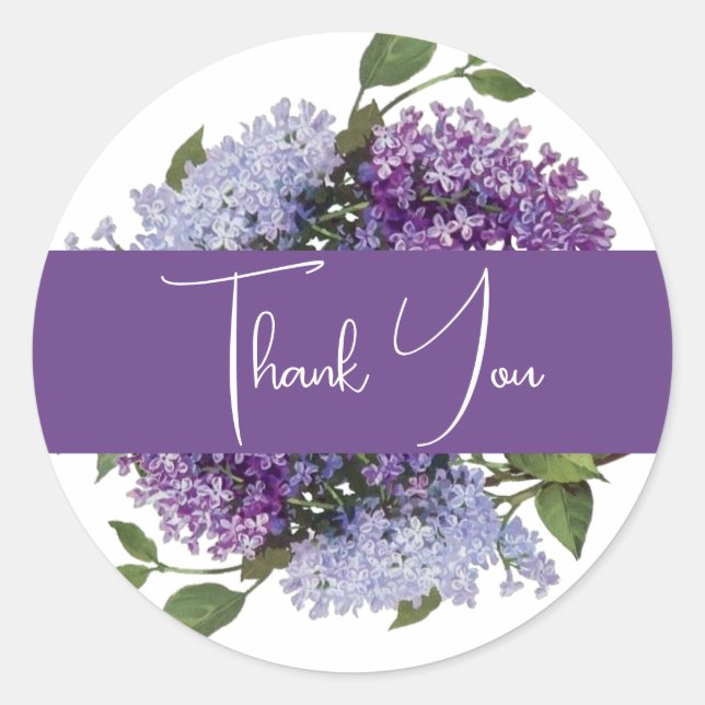 Sticker Rond Faveur de mariage aux lilas violets (Devant)