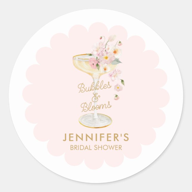 Sticker Rond Faveur de mariage Bubble and Blooms Bridal Shower (Devant)