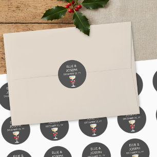 Sticker Rond Faveur de mariage Champagnard Fantaisiste