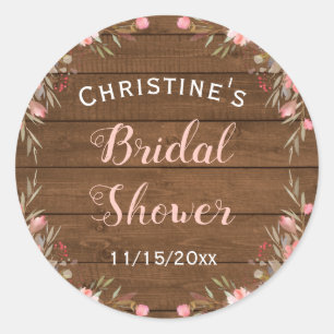 Sticker Rond Faveur de mariage chic campagne florale rustique e