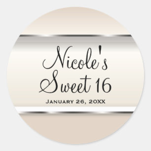 Sticker Rond Faveur de mariage chic éclat de perle de Champagne