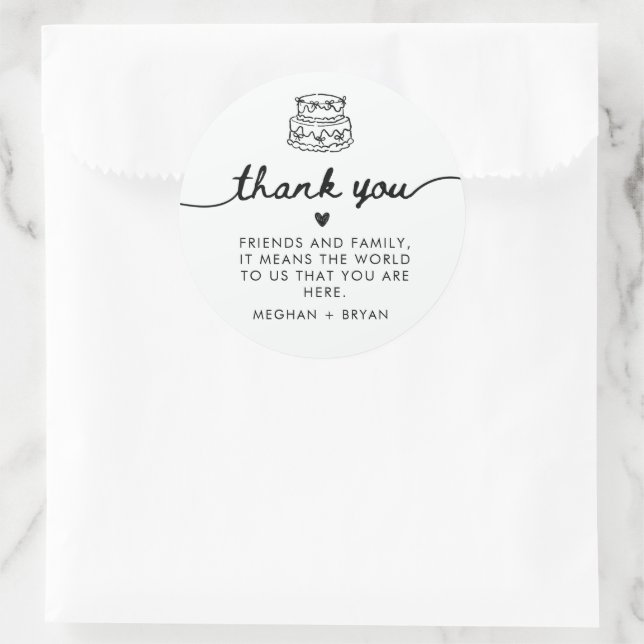 Sticker Rond Faveur de mariage Coquette noir et blanc (Sac)