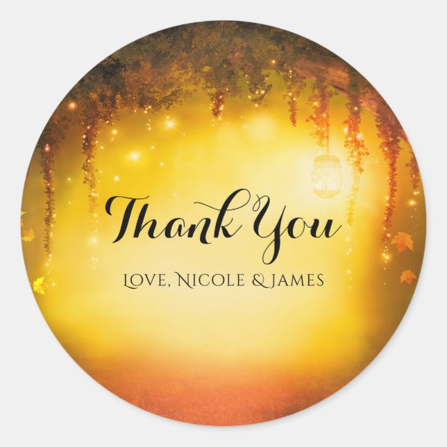 Sticker Rond Faveur de mariage de la forêt enchantée rustique d (Devant)