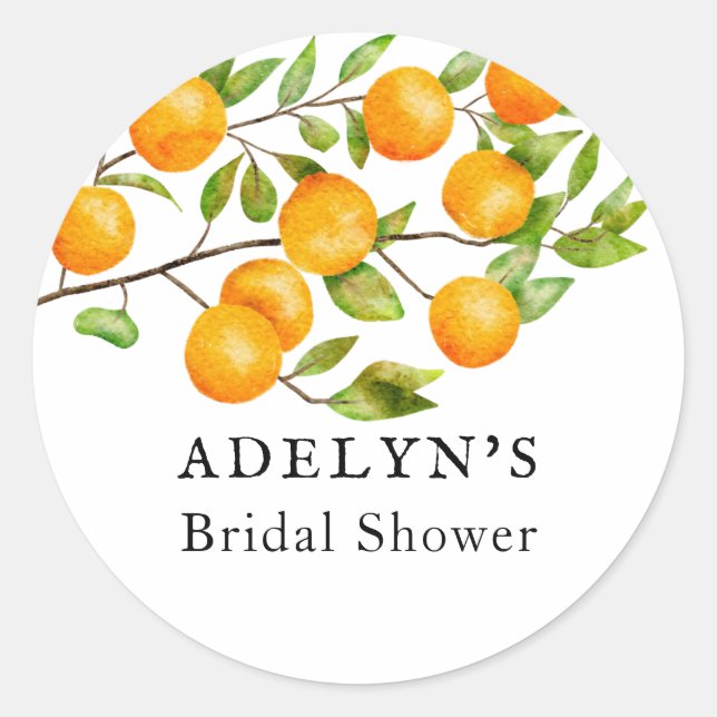Sticker Rond Faveur de mariage d'été sur le thème des agrumes (Devant)