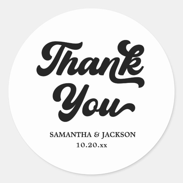 Sticker Rond Faveur de mariage disco noir et blanc (Devant)
